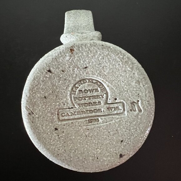 ROWE POTTERY Handcrafted Salt Glazed Gray w/ Cobalt Blue Heart Mug ~ Wisconsin - Picture 9 of 11